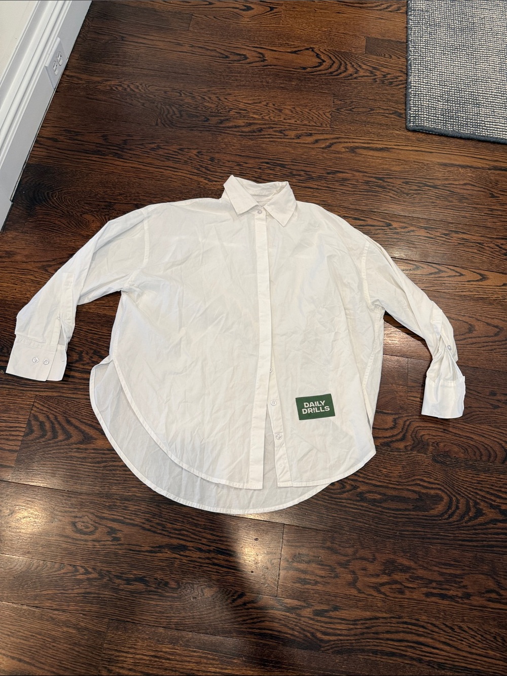 Daily Drills White Casual Button-Down Shirt